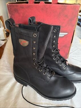 New Red Wing 908  Black leather Waterproof Motorcycle Boots Made in 01/04